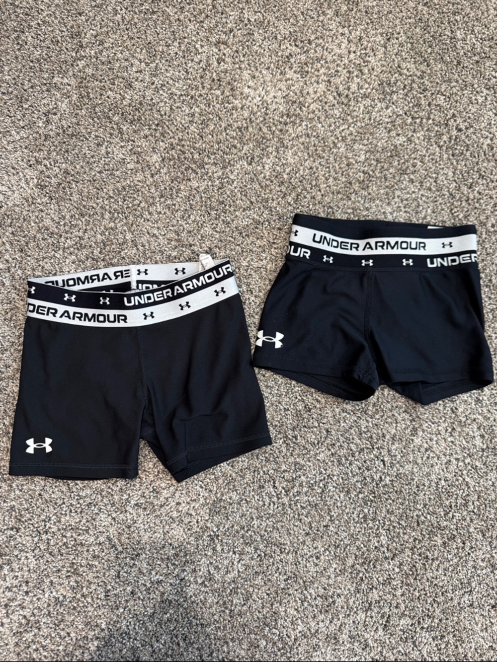 Under Armour Black Athletic Compression Shorts Pair excellent condition